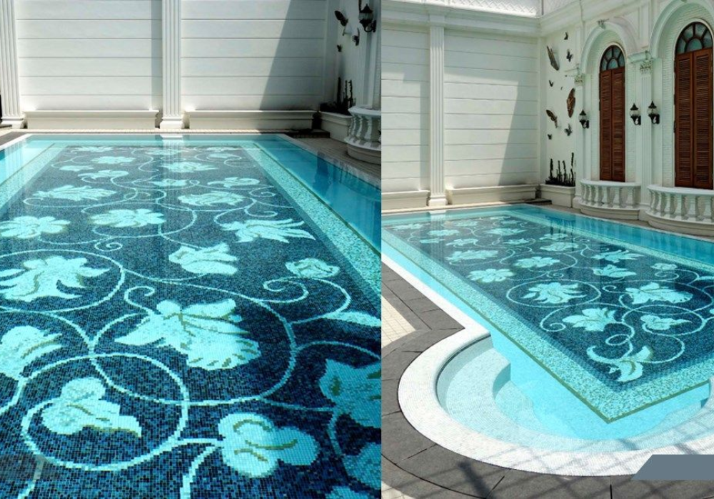 Chọn gạch mosaic phù hợp với kích thước hồ bơi